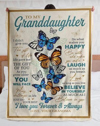 To My Granddaughter,Butterfly Blanket, I Love You Forever And Always,Love You Grandma,Gift For Granddaughter Family - Thegiftio UK