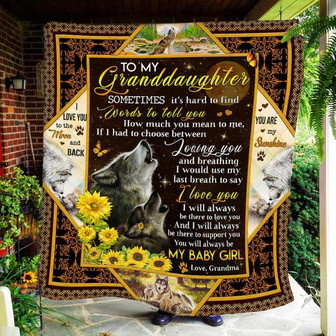 To My Granddaughter, Wolf, Love Grandma Fleece Blanket, Gift For Granddaughter From Grandma Birthday Gift Home Decor - Thegiftio