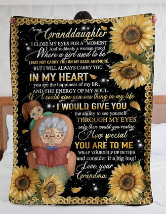 To My Granddaughter,Sunflower Blanket,In My Heart You Are The Happiness Of My Life,Gift For Granddaughter Family - Thegiftio UK