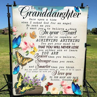 To My Granddaughter You're Braver Stronger Smarter Than You Think Butterfly Blanket Gift From Grandma Birthday Gift - Thegiftio UK
