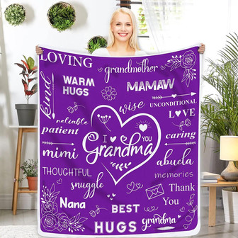 Grandma Blanket - Grandma Gifts from Grandchildren, Blanket Birthday Gifts for Grandma, Best Great (Purple, Flannel) - Thegiftio UK