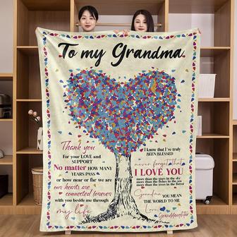 For Grandma Love Tree Throw Blanket Gift for Grandma from Granddaughter Healing Thoughts Flannel Blankets - Thegiftio UK