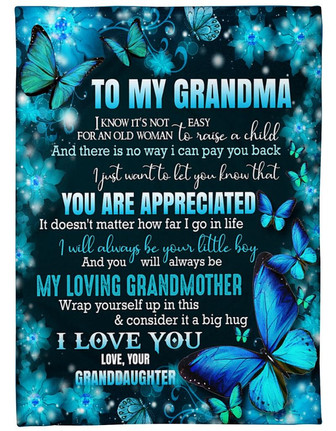 To My Grandma My Loving Grandmother Butterfly Blanket Gift For Grandma Birthday Gift Home Decor Bedding Couch Sofa Soft - Thegiftio UK