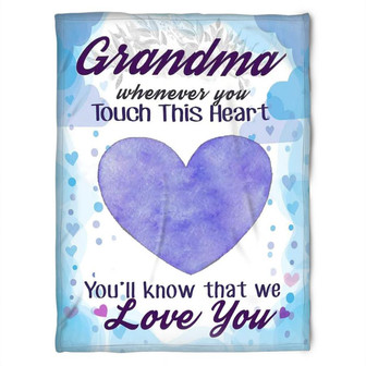 To My Grandma Whenever You Touch This Heart Love You Fleece Blanket Gift For Grandparents Gift - Thegiftio UK