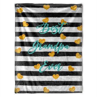 To My Grandpa Best Grandpa Ever Yellow Heart Fleece Blanket Gift For Grandparents Gift - Thegiftio UK