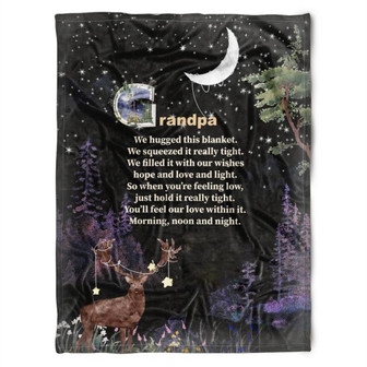 To My Grandpa Deer And Galaxy Night We Hugged This Fleece Blanket Gift For Grandparents Gift - Thegiftio UK