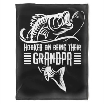 To My Grandpa Hooked On Being Their Grandma Fleece Blanket Gift For Grandparents Gift - Thegiftio UK