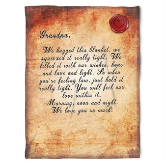 To My Grandpa We Hugged This Blanket We Squeezed It Really Tight Fleece Blanket Gift For Grandparents Gift - Thegiftio UK