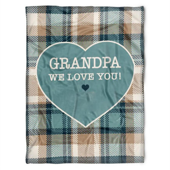 To My Grandpa We Love You Checkerboard Pattern Fleece Blanket Gift For Grandparents Gift - Thegiftio UK