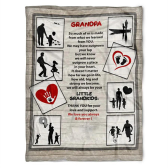 To My Grandpa So Much Of Us Is Made From What We Learned Fleece Blanket Gift For Grandparents Gift - Thegiftio UK