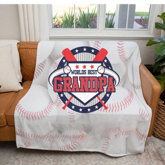 To My Grandpa World's Best Grandpa Baseball Fleece Blanket Gift For Grandparents Gift - Thegiftio UK