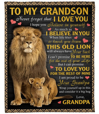 To My Grandson Blanket - Never Forget That I Love You - Lion Blanket - Thegiftio UK