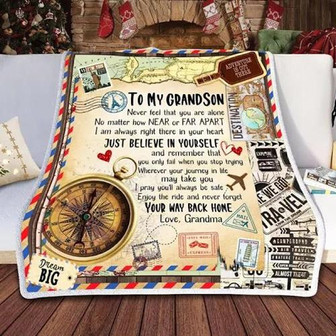 To My Grandson Blanket From Grandma Never Forget Your Way Back Home Great For Birthday Christmas Thanksgiving - Thegiftio UK