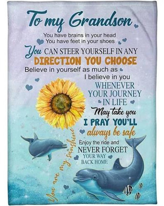 To My Grandson Blanket From Grandparent Whenever Your Journey In Life Great For Birthday Christmas Thanksgiving - Thegiftio UK