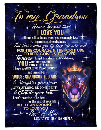 To My Grandson You Are Destined For Greatness Lion Blanket Gift For Grandson From Grandma Birthday Gift Home Decor - Thegiftio UK