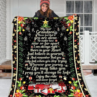 To My Grandson You Only Fail When You Stop Trying Fleece Blanket Gift For Family,Birthday,Christmas,Grandson Gift - Thegiftio