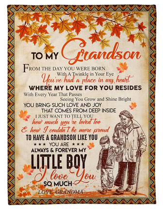 To My Grandson Fleece Blanket, You've had a place in my heart Gift For Grandson From Grandma Birthday Home Decor - Thegiftio UK