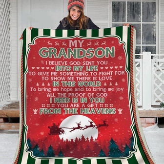 To My Grandson You Are A Gift From Heavens Fleece Blanket Gift For Family,Birthday,Christmas,Grandson Gift and Comf - Thegiftio UK