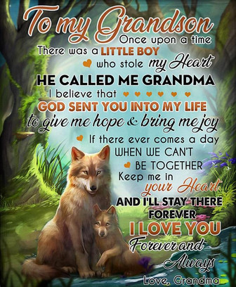 To My Grandson I'll Stay There Forever I Love You Forever And Always - Wolf Fleece Blanket Birthday Gift Home Decor - Thegiftio UK