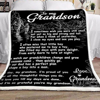 To My Grandson I'm So Grateful You're My Grandson Fleece Blanket Gift From Grandma To Grandson Home Decor Bedding Couch - Thegiftio UK