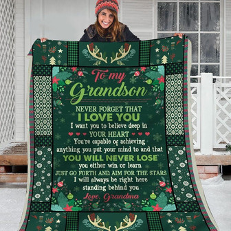 To My Grandson Just Go Forth And Aim For The Stars Fleece Blanket Gift For Family,Birthday,Christmas,Grandson - Thegiftio UK