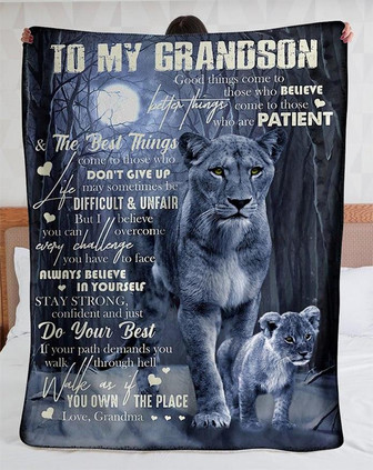 To My Grandson Love from Grandma Lion,Cozy Premium Fleece Blanket,Baby Blanket,Birthday Gifts,Christmas Gifts - Thegiftio UK