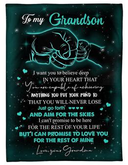 To My Grandson I Can Promise To Love You For The Rest Of Mine Fleece Blanket Gift For Grandson Home Decor Bedding Couch - Thegiftio UK