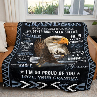 To My Grandson Remember To Be Awesome Fleece Blanket Gift For Family, Birthday, Grandmother To Grandson Gift - Thegiftio
