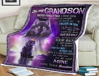 To My Grandson, This Old Wolf Will Always Have Your Back,Gift For Grandson Birthday,Gift Bedding Couch Sofa Soft - Thegiftio UK