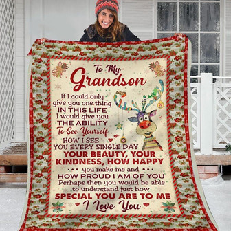 To My Grandson How I See You Every Single Day Fleece Blanket Gift For Family,Birthday,Christmas,Grandson Gift and Comf - Thegiftio UK