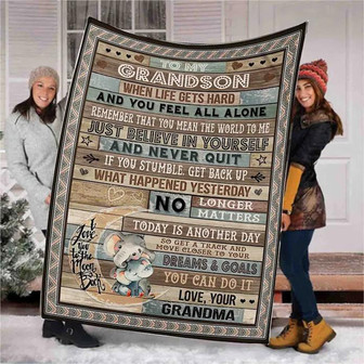 To My Grandson Vintage Sign Blanket, Elephant Blanket, Gift For Grandson Family Home Decor Bedding Couch Sofa Soft - Thegiftio