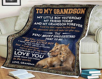 To My Grandson, My Little Boy Yesterday My Friend Today,Gift For Grandson Birthday,Gift Bedding Couch Sofa Soft - Thegiftio UK