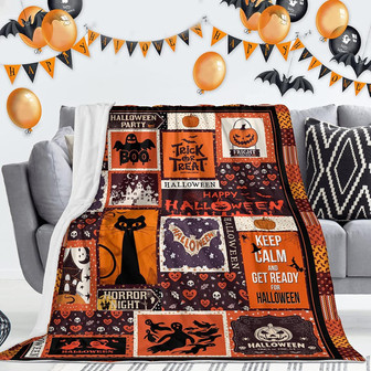Halloween Blanket Gifts, Halloween Decoration Throws Blanket Trick or Treat Fluffy Blankets Gift for Halloween Christmas Soft Flannel Blankets - Thegiftio UK