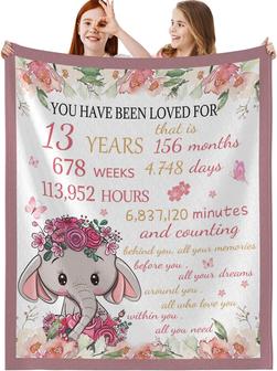 Happy 13th Birthday Gifts for Girls Blanket, Anniversary Birthday Teenage Girl Gifts for 13 Year Old Girl from Mom Throw Blankets - Thegiftio UK