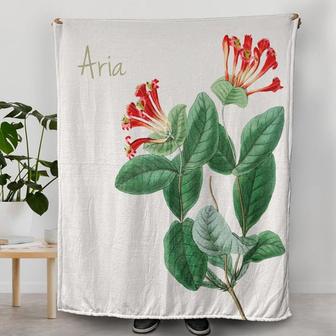 Honeysuckle Flower Name Blanket, Customized Blanket with Unique Design, Gifts for Women, Gifts for Her, Personalized Housewarming Gifts - Thegiftio UK