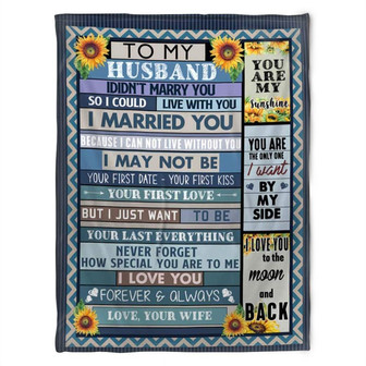 To My Husband Blanket,Fleece Blanket, You Are My Sunshine.Gift For Husband Family Home Decor Bedding Couch Sofa Soft - Thegiftio UK