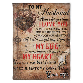 To My Husband Blanket. My Soul Mate My Everything Your Wife.Gift For Husband Family Home Decor Bedding Couch Sofa Soft - Thegiftio UK