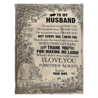 To My Husband Blanket. Thank You For Making Me Laugh. Gift For Husband Family Home Decor Bedding Couch Sofa Soft - Thegiftio UK