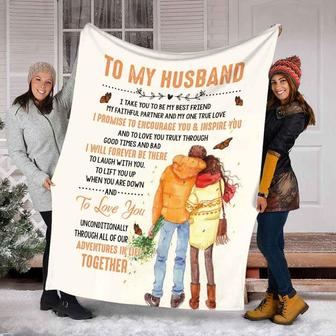 To My Husband My Faithful Partner And My One True Love Fleece Blanket Gift For Family,Birthday,Couple,Husband,For - Thegiftio UK