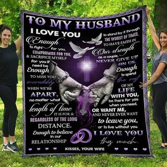 To My Husband Never Give Up On Us Fleece Blanket Gift For Husband From Wife Home Decor Bedding Couch Sofa Soft - Thegiftio UK