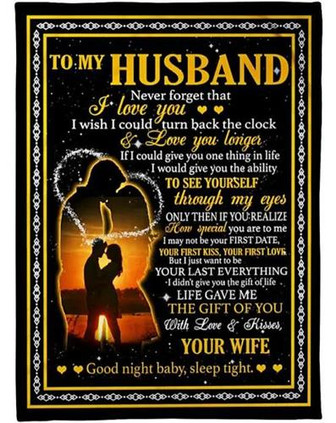 To My Husband Good Night Baby Sleep Tight Fleece Blanket Gift For Husband Home Decor Bedding Couch Sofa Soft - Thegiftio UK