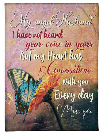 To My Husband My Heart Has Conversations With You Fleece Blanket Animals Gift For Family,Birthday,Husband,Butterflies - Thegiftio UK