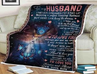 To My Husband,Wolf Blanket,I Never Dreamed I'd End Up Marrying A Perfect Husband,Gift For Husband Family Home Decor - Thegiftio UK