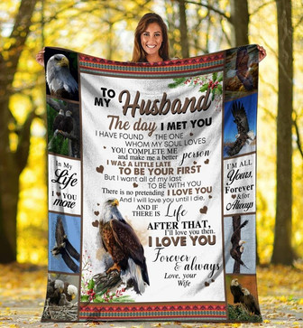 To My Husband In My Life I Love You More - Eagle Fleece Blanket Gift For Husband For Valentine's Day Home Decor - Thegiftio UK