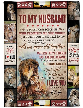 To My Husband Look Right Beside You Fleece Blanket Gift For Family,Birthday,Husband,Wife,Lion Lovers Gift Home Decor - Thegiftio UK