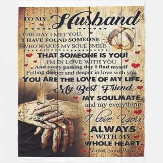 To My Husband I Love You ALways With My Whole Heart Fall In Love Fleece Blanket Gift For Husband From Wife Home Decor - Thegiftio UK