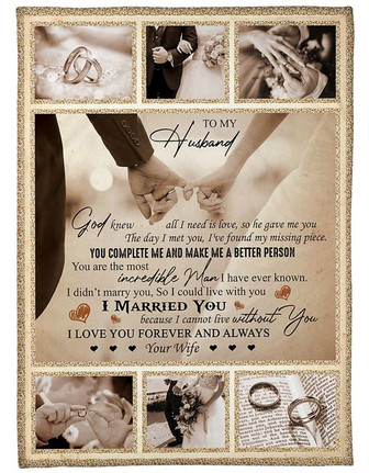 To My Husband I Love You Forever And Always, Wedding Fleece Blanket Gift For Valentine's Day Home Decor Bedding Couch - Thegiftio UK