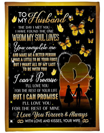 To My Husband I Love You Forever & Always, Couple Butterfly Fleece Blanket Gift For Valentine's Day Home Decor - Thegiftio UK