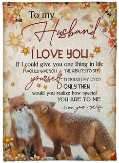 To My Husband I Love You, Fox Couple Fleece Blanket For Valentine's Day Home Decor Bedding Couch Sofa Soft - Thegiftio UK