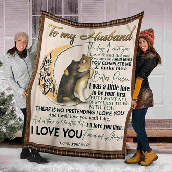 To My Husband There Is No Pretending I Love You, Bear Couple Fleece Blanket For Valentine's Day Home Decor Bedding Couch - Thegiftio UK